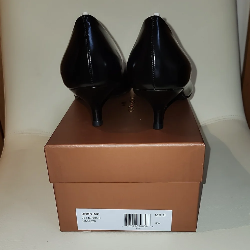 Coach Black Patent Pointed-Toe Kitten Heel Pumps - Picture 3 of 11